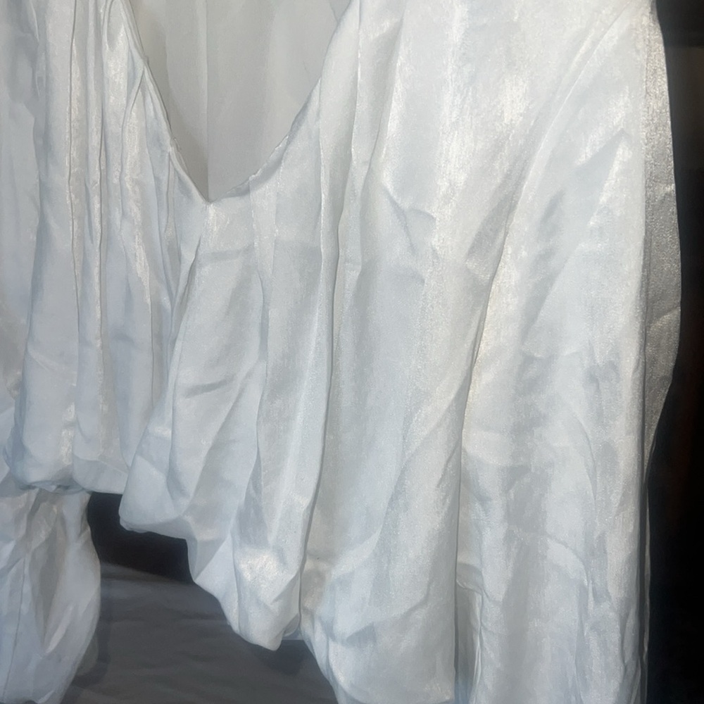 Zara white balloon sleeve crop top, size L - Picture 6 of 12